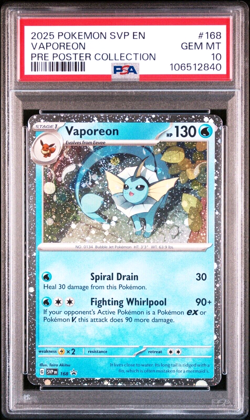 PSA 10 Vaporeon SVP #168 Prismatic Poster Coll. Holo Promo Pokemon Card SWIRL - Image 2
