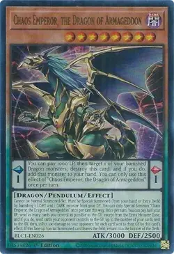 Yu-Gi-Oh TCG Ultra Rare BLC1-EN026 Chaos Emperor The Dragon of Armageddon (Gold) - Image 2