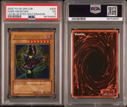 YU GI OH PSA 5 DARK MAGICIAN LOB-005 LEGEND BLUE EYES WHITE DRAGON ENGL 2002! - Image 3