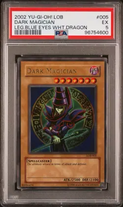 YU GI OH PSA 5 DARK MAGICIAN LOB-005 LEGEND BLUE EYES WHITE DRAGON ENGL 2002! - Image 4