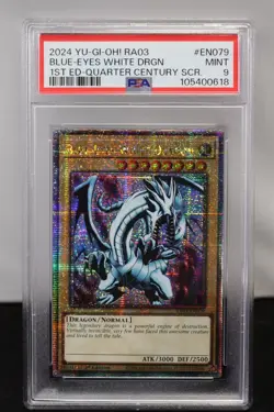 PSA MINT 9 | QCSR | Blue-Eyes White Dragon | RA03-EN079 | Yu-Gi-Oh! TCG - Image 1