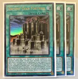Yugioh! 3x Ancient Gear Fortress RA03-EN062 Super Rare 1st Ed NM - Image 1