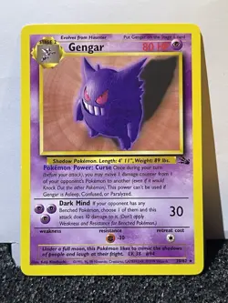 1999 Gengar 20/62 Fossil Unlimited Non-Holo PokÃ©mon Card TCG WOTC - Image 4