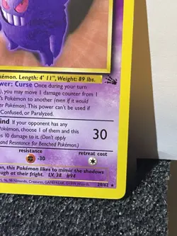 1999 Gengar 20/62 Fossil Unlimited Non-Holo PokÃ©mon Card TCG WOTC - Image 6