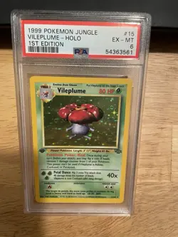 1999 Pokemon Jungle Vileplume Holo 1st Edition #15 PSA 6 - Image 1
