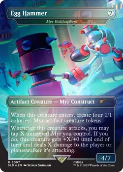 ?? Egg Hammer ?? Rainbow Foil Myr Battlesphere – NM – In Hand MTG - Image 1