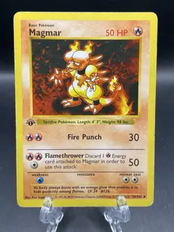 PokÃ©mon TCG Magmar Base Set 1st Edition Uncommon Card 36/102 - Image 1