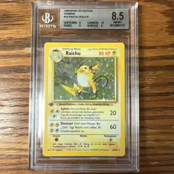 Pokemon Card - German 1st Edition Raichu Holo Rare 14/102 Base Set BGS 8.5 - Image 1