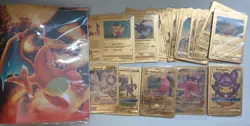 Pokémon Gold Foil Card Lot of Over 50 Cards Including Charizard Binder - Image 3