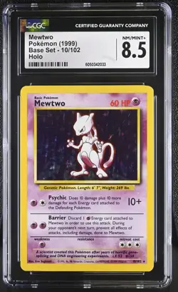 CGC 8.5 Mewtwo 1999 Base Set 10/102 Holo Pokemon Card psa - Image 1
