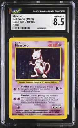 CGC 8.5 Mewtwo 1999 Base Set 10/102 Holo Pokemon Card psa - Image 3