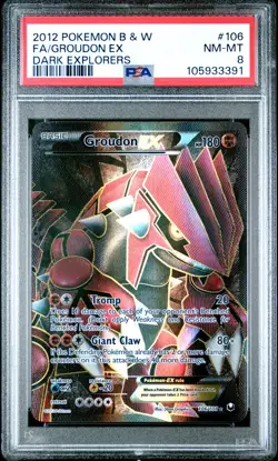 PSA 8 Full Art/Groudon EX 106/108 Dark Explorers Pokemon - Image 1