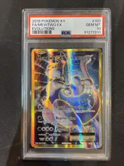 2016 Pokemon XY Full Art FA Mewtwo EX Evolutions #103 PSA 10 GEM Mint - Image 1