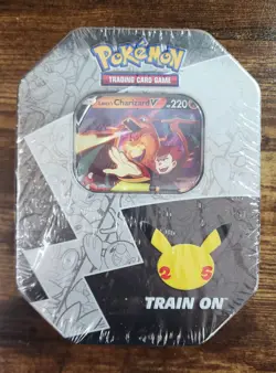 Pokemon Celebrations 25th Lance's Charizard V Tin Factory Sealed  - Image 1