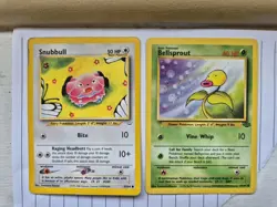WOTC Pokemon Snubbull 55/64 Neo Revelation (HP) & Bellsprout Jungle 49/64 (LP) - Image 1