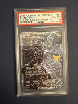 2021 POKEMON CELEBRATIONS FULL ART ZEKROM BLACK/WHITE 114/114 PSA 10 GEM MINT - Image 1