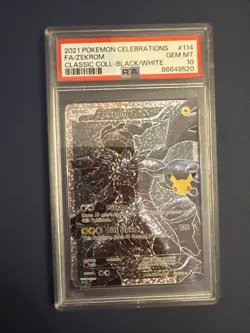 2021 POKEMON CELEBRATIONS FULL ART ZEKROM BLACK/WHITE 114/114 PSA 10 GEM MINT - Image 3