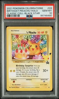 Birthday Pikachu 24 PSA 10 Holo Celebrations Classic Collection Pokemon Mint- #2 - Image 13