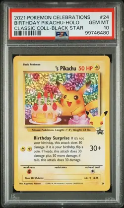 Birthday Pikachu 24 PSA 10 Holo Celebrations Classic Collection Pokemon Mint- #2 - Image 5