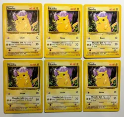 Pokemon Trading Card Game Yellow Cheek Base Set Pikachu Lot of 6 MP to HP - Image 4
