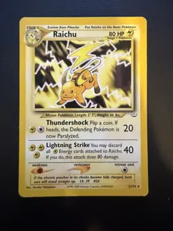 Raichu 21/64 Rare Neo Revelation Set Pokemon Card WOTC Vintage TCG - MP - Image 1