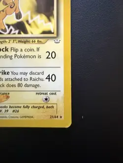 Raichu 21/64 Rare Neo Revelation Set Pokemon Card WOTC Vintage TCG - MP - Image 4
