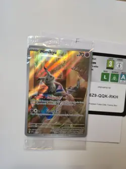 PokÃ©mon Mimikyu SVP 075 Paldean Fates ETB Promo Card [SEALED] w/ Toploader!  - Image 1