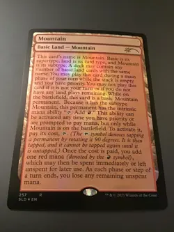 MTG Secret Lair #257 Full Text Mountain Foil NM - Image 1