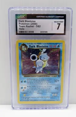 2000 Pokemon Dark Blastoise Team Rocket Holo 3/82 CGC 7 - Image 1