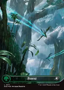 MTG Edge of Eternities *GALAXY FOIL* BORDERLESS Forest #0371 - Image 1