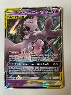 PokÃ©mon TCG Mewtwo & Mew GX Holo Card 71/236 Unified Minds tag team - Image 1