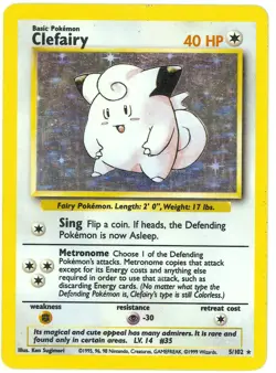 Pokemon TCG Clefairy 005/102 Base Set Holo 1999 - Image 1
