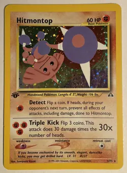 Hitmontop 3/75 Holo 1st Edition - Neo Discovery Pokemon TCG - HP Heavily Played - Image 1