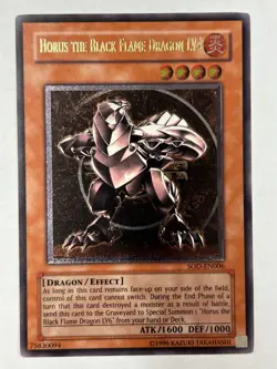 Yugioh SOD-EN006 Horus The Black Flame Dragon LV4 Ultimate Rare NM - Image 1