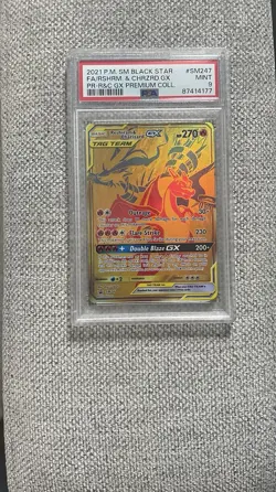 2021 RESHIRAM & CHARIZARD GX Pokemon Black Star Promo #SM247 Full Art PSA 9 MINT - Image 1