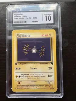CGC 10 GEM MINT Pokemon 2000 Team Rocket 1st Edition 60/82 Magnemite Card  - Image 1