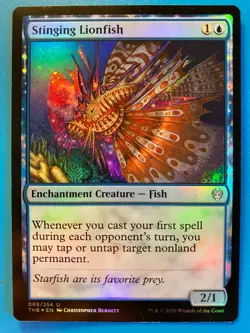MTG 1x FOIL Stinging Lionfish Theros Beyond Death Magic the Gathering Card x1 NM - Image 1