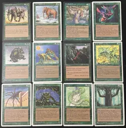 Vintage MTG Lot: 1995-1997 12 GREEN Cards – LP – Magic: The Gathering - Image 1