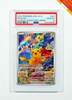 Pokemon PSA 10 Pikachu #001/SV-P Scarlet & Violet Pre-Order Promo 2022 Japanese - Image 1