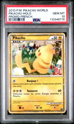 Pokémon TCG Pikachu World Collection 2010 French PSA 10 Holo Promo Card Hello - Image 5