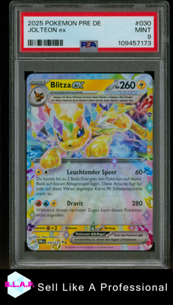 JOLTEON EX POKEMON GERMAN PRE DE-PRISMATIC EVOLUTIONS 2025 030 PSA 9 - Image 3