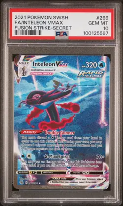 2021 POKEMON SWORD & SHIELD FUSION STRIKE SECRET FULL ART/INTELEON VMAX PSA 10 - Image 1