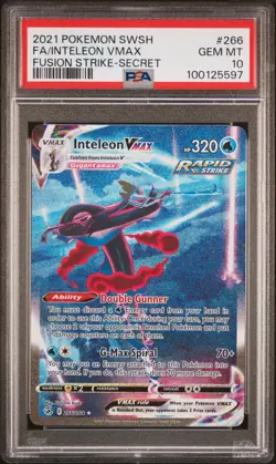 2021 POKEMON SWORD & SHIELD FUSION STRIKE SECRET FULL ART/INTELEON VMAX PSA 10 - Image 3