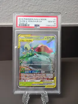 Pokemon Celebi & Venusaur GX Team Up Ultra Rare #1 PSA 10 Gem Mint - Image 1