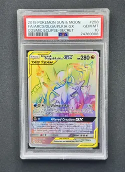 Pokemon Arceus & Dialga & Palkia GX Cosmic Eclipse Secret Rare FA #258 PSA 10 - Image 1