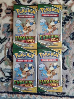 Pokemon TCG SWSH Evolving Skies Fun Pack Booster x4 Packs Sealed New Booster - Image 3