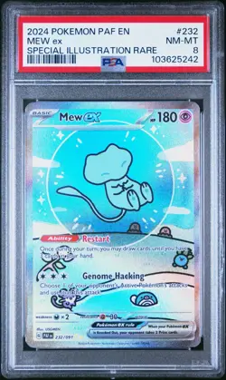 2024 POKEMON PAF EN-PALDEAN FATES SPECIAL ILLUSTRATION RARE #232 MEW EX PSA 8 - Image 1