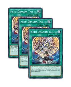 Yugioh! Ketu Dracotail JUSH-EN008 (SR) 1st Ed 3x "Dracotail Deck Support" - Image 1