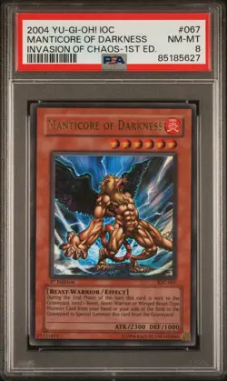 YU-GI-OH! MANTICORE  OF  DARKNESS  IOC-067   1st  EDITION  -HOLO- PSA 8 - Image 1