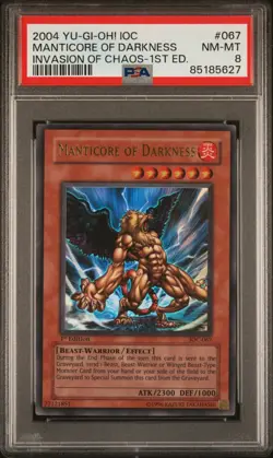 YU-GI-OH! MANTICORE  OF  DARKNESS  IOC-067   1st  EDITION  -HOLO- PSA 8 - Image 2